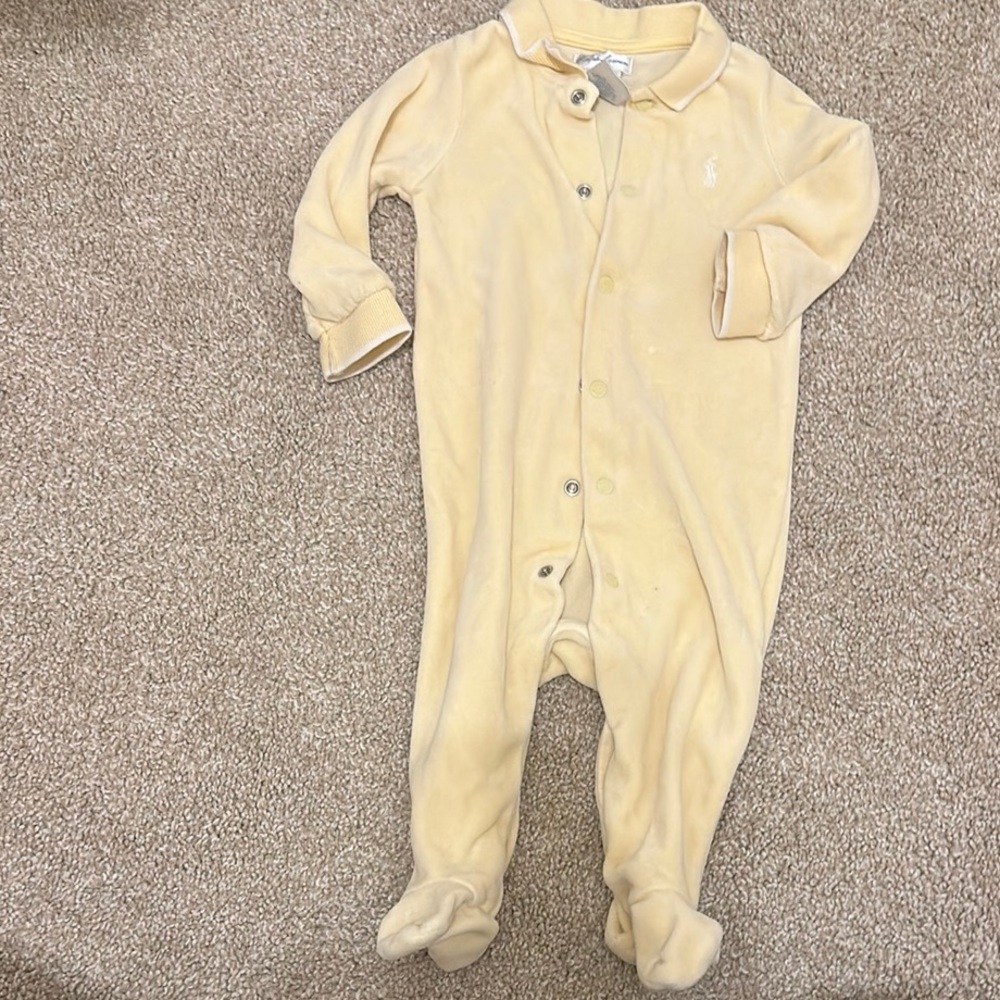 Ralph Lauren Pale Yellow One Piece Footies with Warm/Soft Fabric 3-6 months